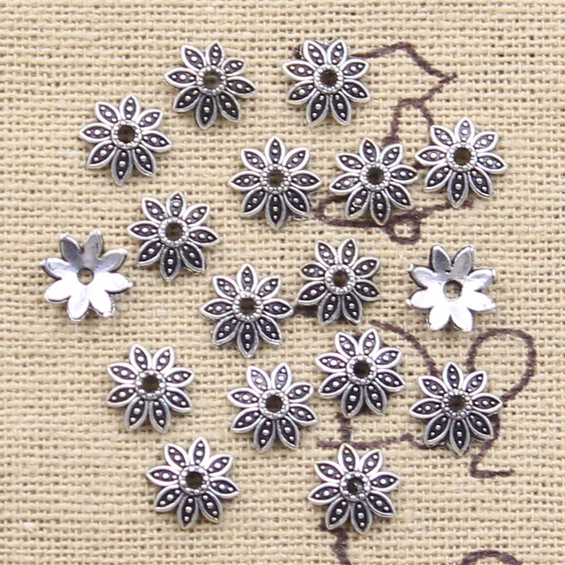 200pcs 8x8mm Tibetan Antique Silver Color Flower Bead End Caps For Jewelry Making Findings Needlework DIY Accessories Wholesale