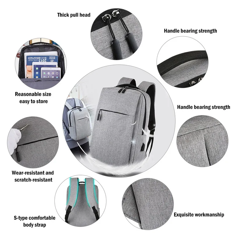 New Fashion 15.6 inch Laptop Usb Backpack School Bag Rucksack Anti Theft Men Backbag Travel Daypacks Male Leisure Backpack