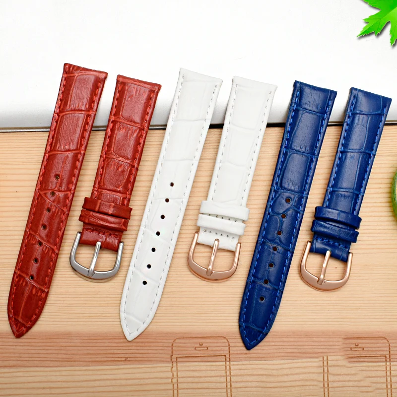 12mm 15mm 14mm 16mm 18mm 20mm Genuine Leather Watch Band straps Watchbands For Women Men Red Black Belt band Watch Accessories