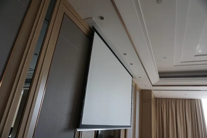 THMFGH 80-150 "In-Decke Montiert Elektrische/Motorisierte Projektion/Projektor Bildschirm mit Fiberglas matte weiß für Heimkino – Detail 5