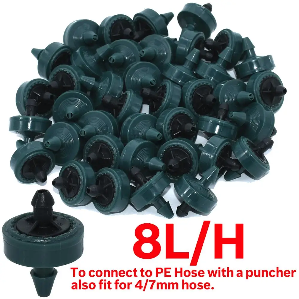 20-50pcs Greenhouse 8L/H Adjustable Dropper Flow Pressure Compensating Dripper 2L/H 4L/H Emitter Drip Irrigation System Garden