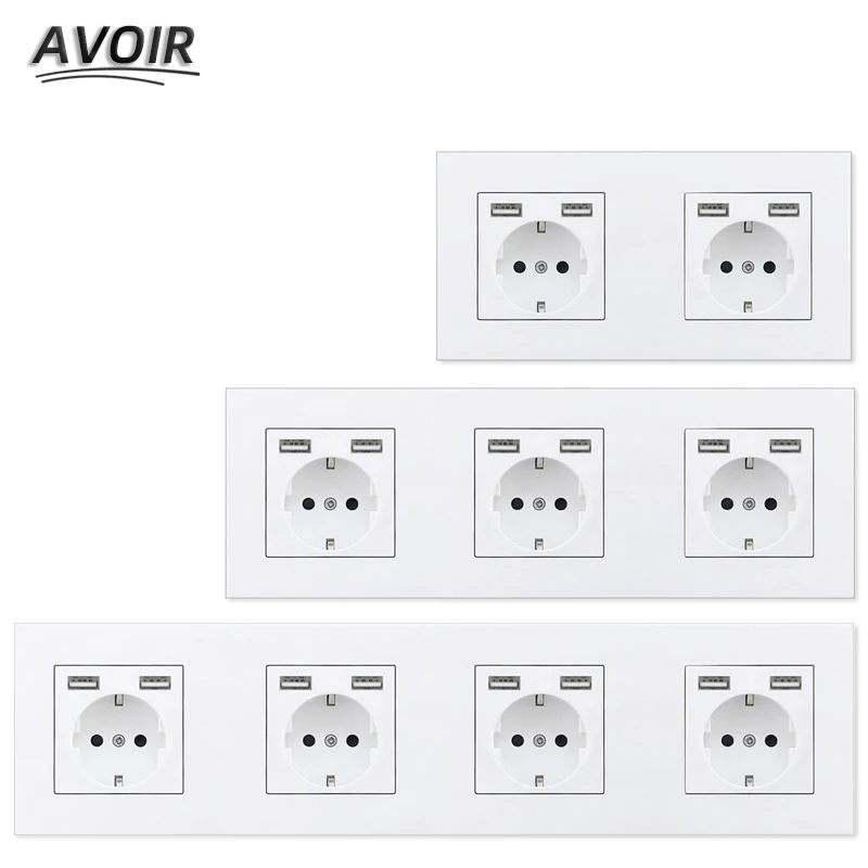 

Avoir EU Standard Plug Socket Dual USB Charging Port Home Wall Power Socket Double Triple Quadruple Socket Electrical Outlet