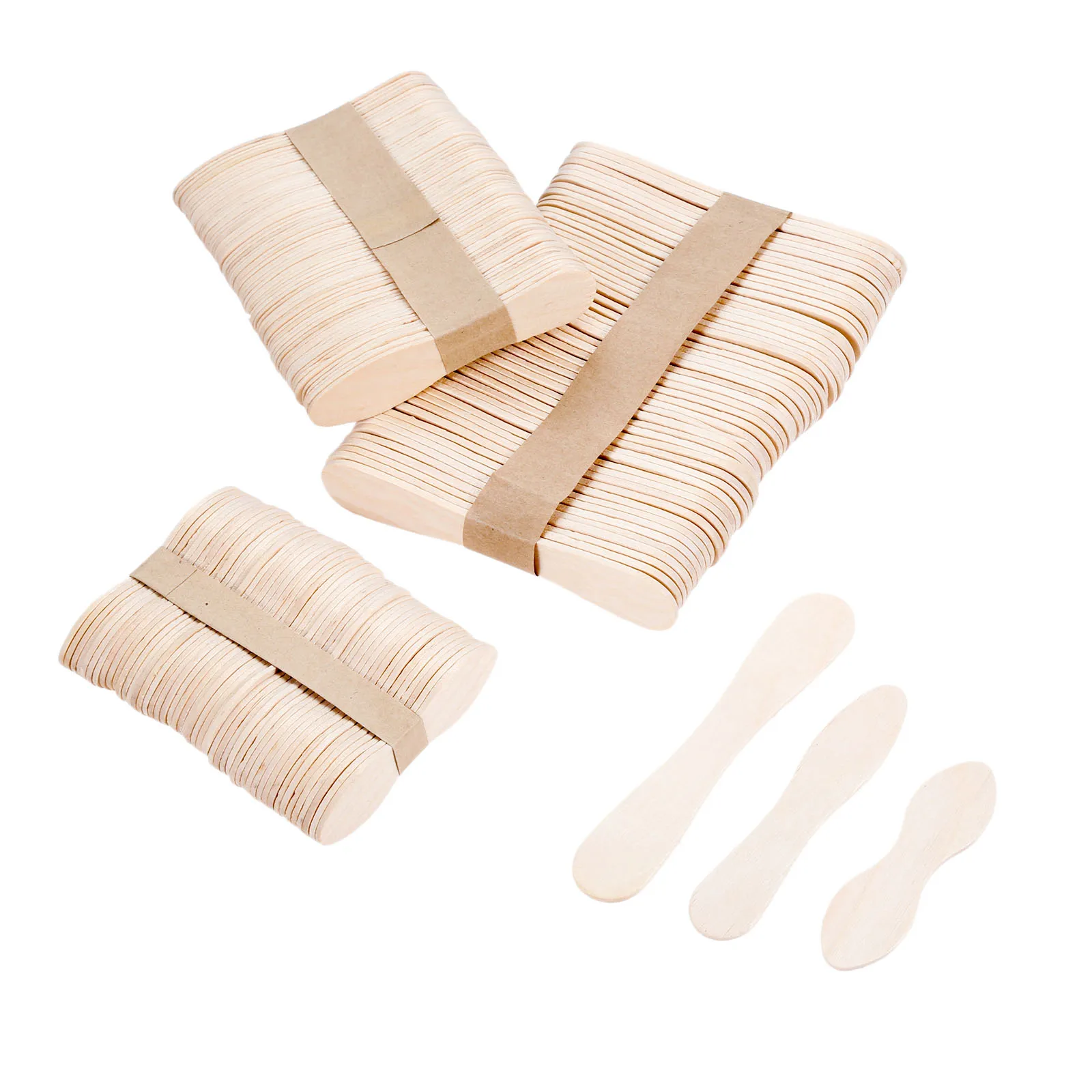 50pcs/set Ice Cream Sticks Wooden Spoon Natural Wood Popsicle Taster Lolly Cake Nontoxic Smooth 1.5cm*6cm/7.5cm/9.4cm DIY Craft