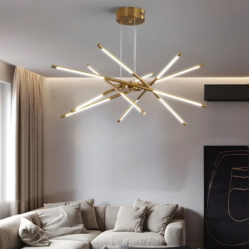 Nordic light chandellier Modern For Dining Room Kitchen LED black and gold chandelier Creative Simple Design suspension light