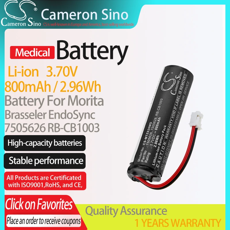 CameronSino Battery for Morita Brasseler EndoSync TR-CM fits Morita 7505626 Medical Replacement battery 800mAh/2.96Wh 3.70V