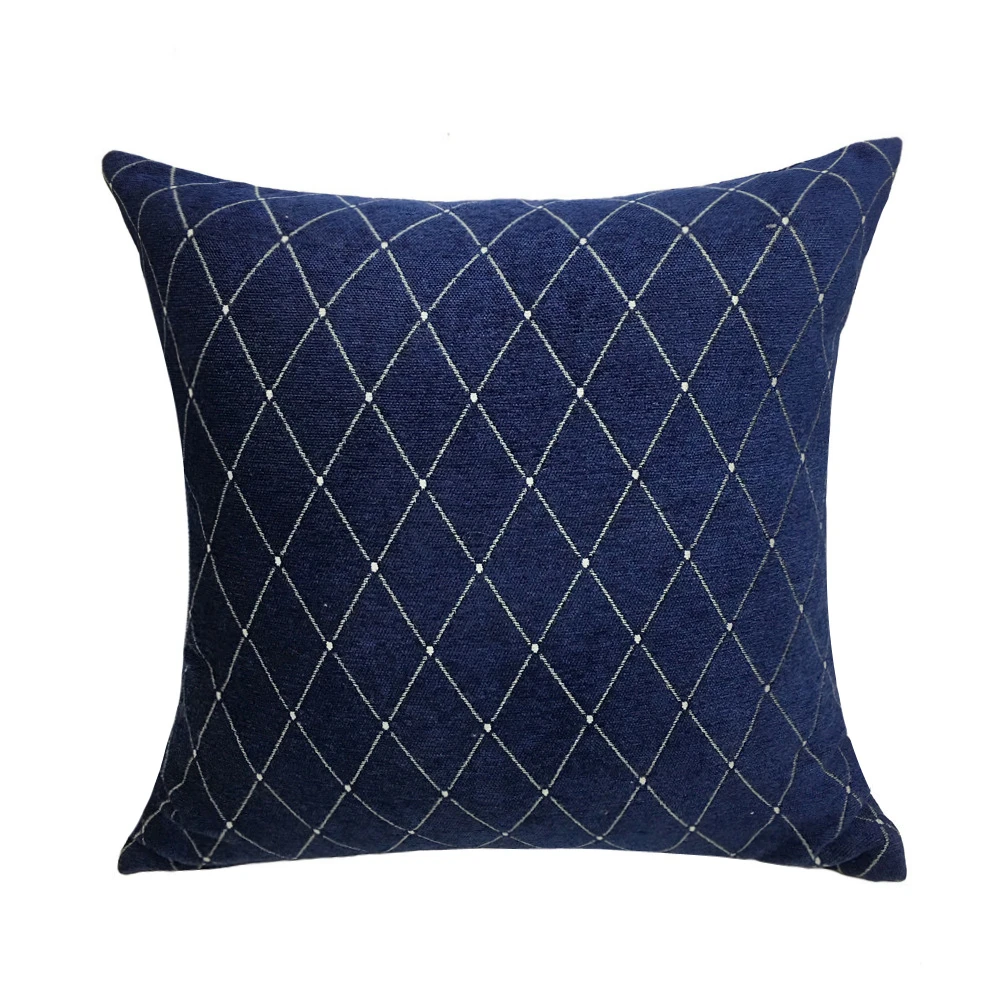 Vintage Diamond Plaid Chenille Pillow Case Traditional Decorative Cushion Cover Coordinated Sofa 17x17