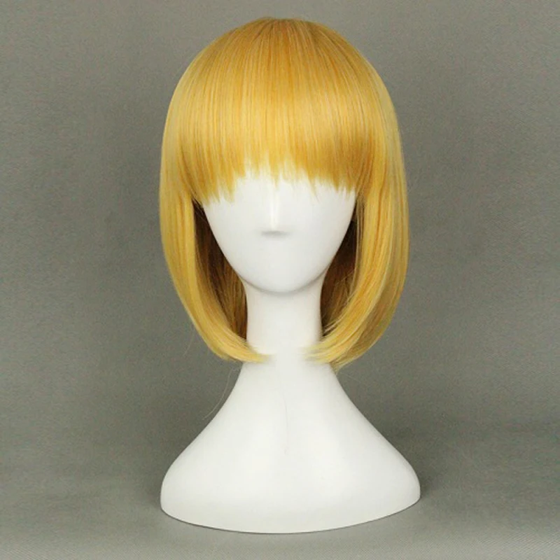 Attack On Titan Armin Arlert Short Silky Straight Boy's Shaggy Layered Yellow Bob Synthetic Cosplay Wig+ Wig Cap