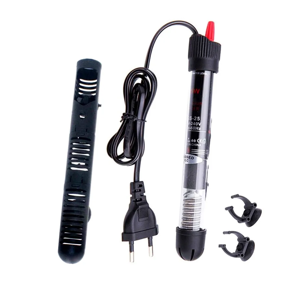 25W/50W/100W/200W/300W Aquarium Submersible Fish Tank Adjustable Water Heater Constant Temperature Heating Rod EU/US Plug