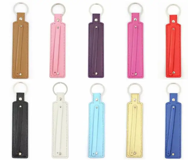 20PC/lot PU Leather Name Keychain Keyring With 8mm Slide Bar 30x150mm Fit For 8mm DIY Slide Letter Charms Making image 3