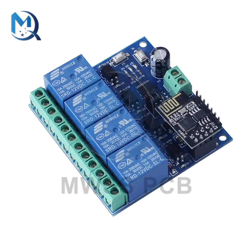 DC 12V ESP8266 ESP-01 WiFi Relay Module 4-Channel For Smart Home APP Controller Relay Module