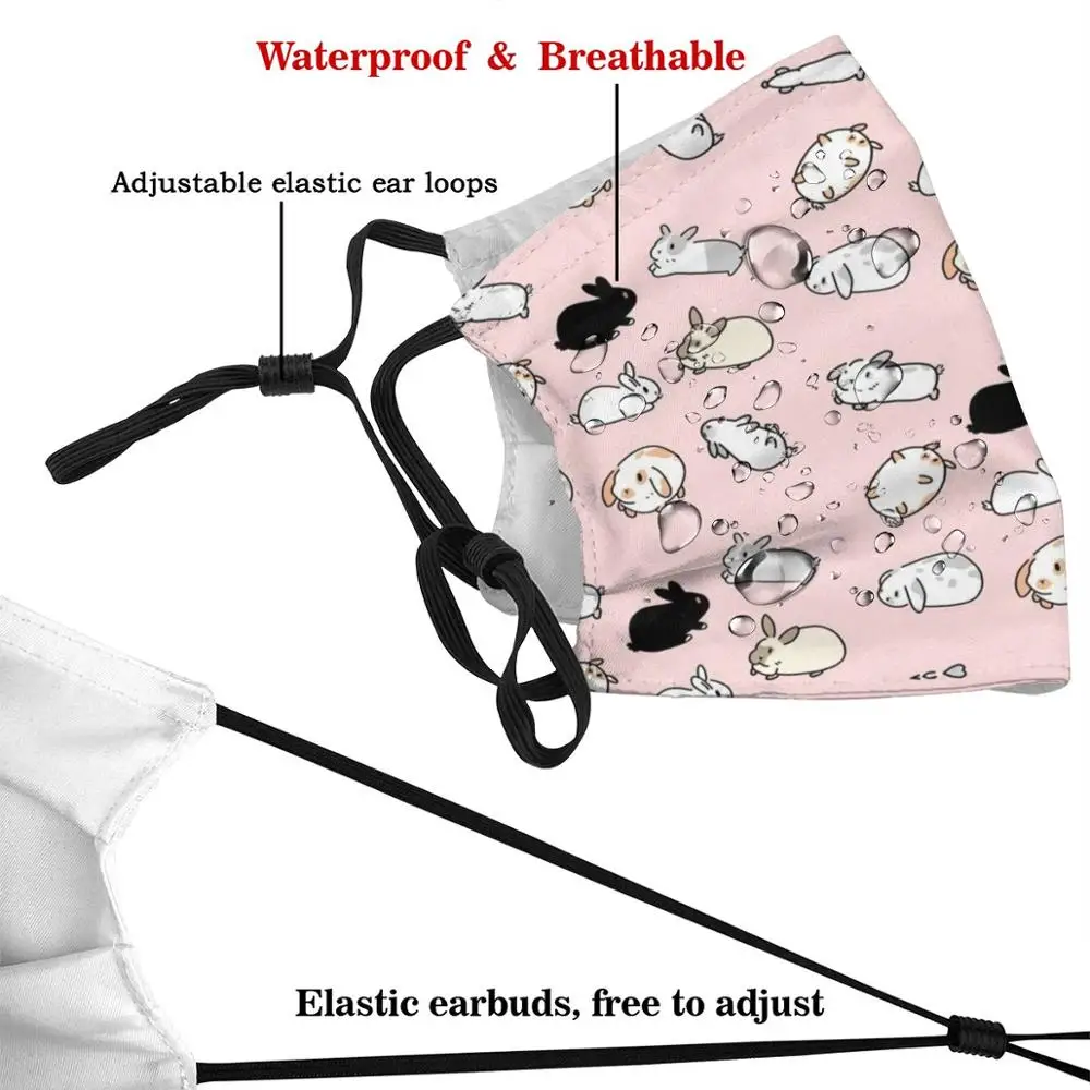 Маска для лица с забавным принтом кроликов, многоразовая, фильтр Pm2.2449