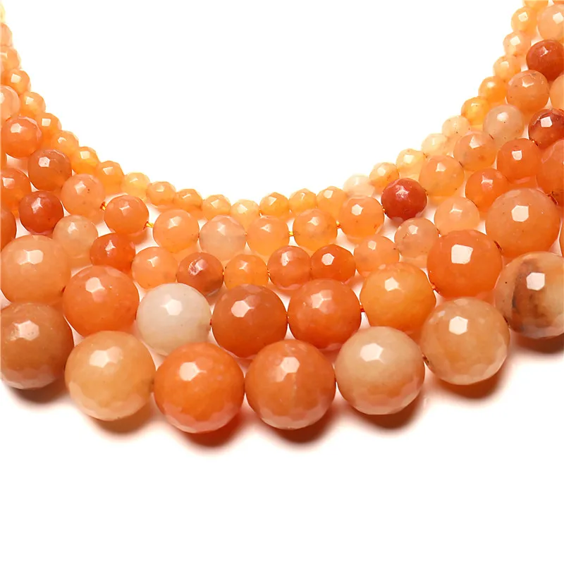 Wholesale for jewellery making Orange Aventurine Beads  Faceted Stone 4/6/8/10/12mm DIY Bracelet Necklace Accessories