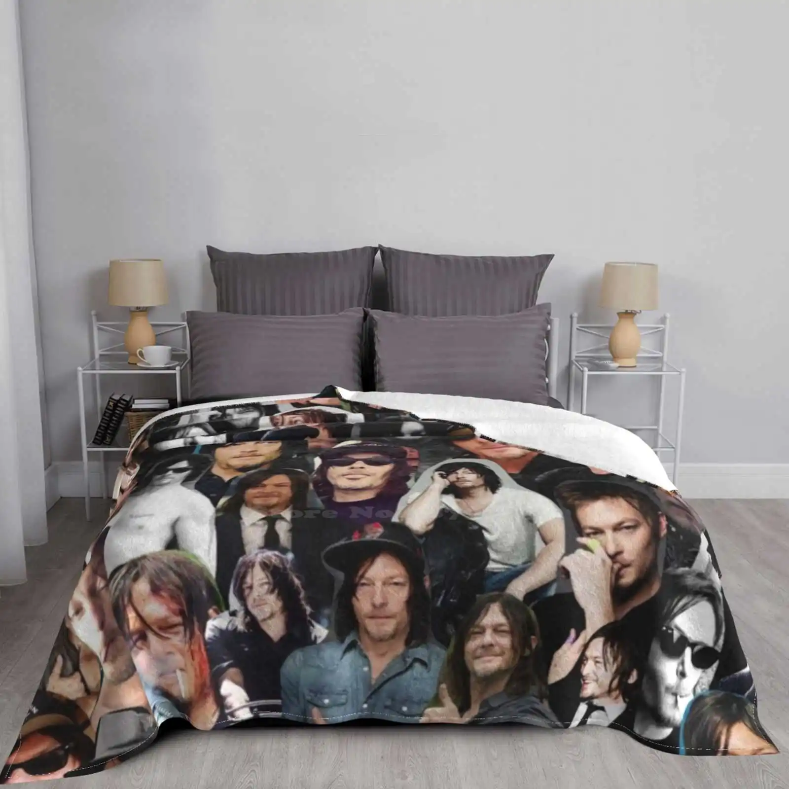 Norman Reedus Collage Creative Design Light Thin Soft Flannel Blanket Norman Reedus Collage Actor Tv Show Tumblr Norman