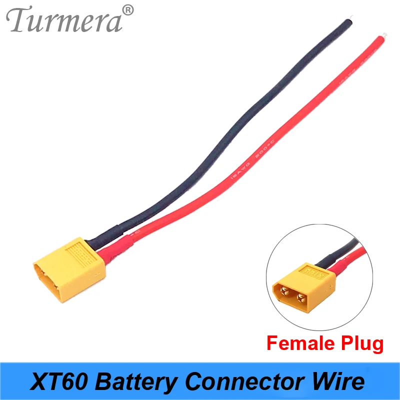 XT60 Battery Male Female Connector Plug with Silicon 16 AWG Wire for 18650 Battery Connector Wire about 15cm Length