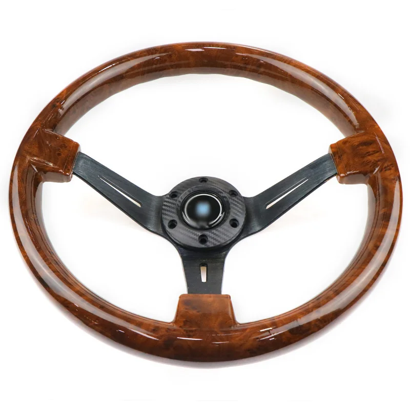 Universal 14 inch 350mm ABS Wood Deep Car Racing Steering wheels Corn Drifting Sport Steering Wheel With Logo for BMW Audi Honda