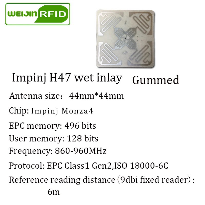 UHF RFID tag sticker Impinj H47 wet inlay 915mhz 900 868mhz 860-960MHZ  EPCC1G2 6C smart adhesive passive RFID tags label