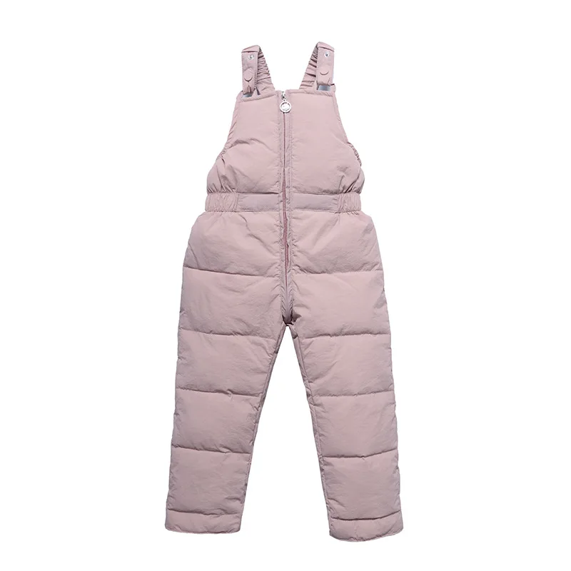 Winter Kids Warm Overalls Pants Autumn Girls Boys Thick Down Cotton Pants High Quality Children Windproof Snow Jumpsuit 1-5Y