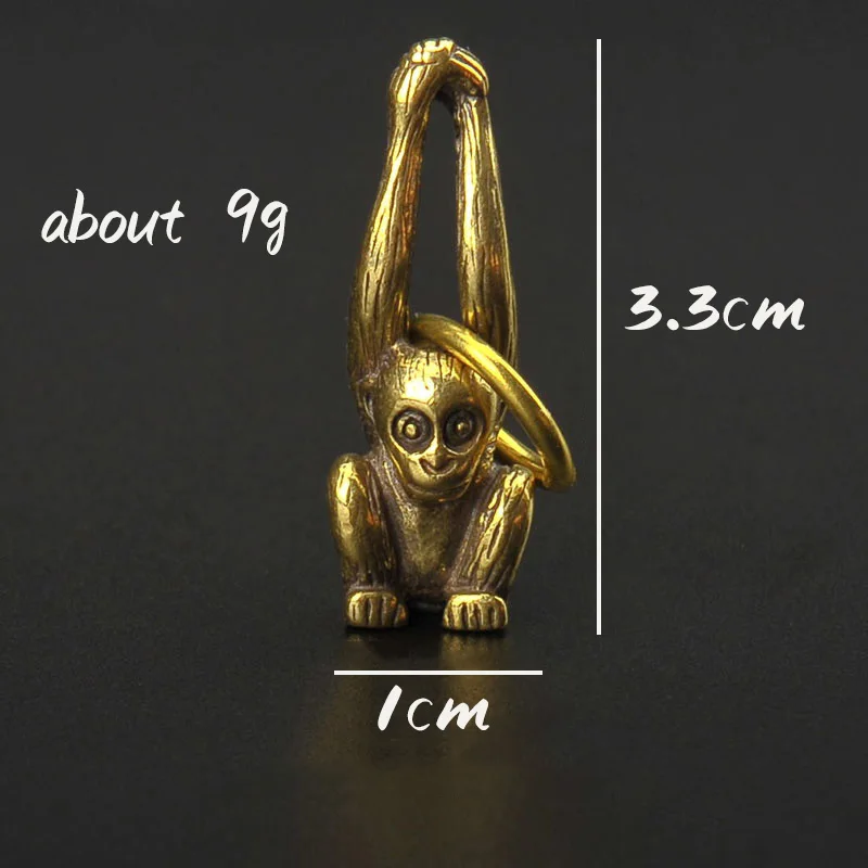 Brass Mini Monkey Key Chains Pendants Creative Animal Copper Handmade Car Keychain Charms Long Arm Monkey Gifts Vintage Keyrings
