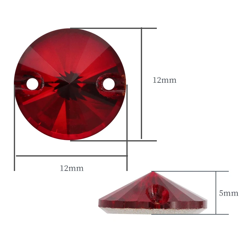 Red Round K9 Crystal Strass Glass  Flatback Sew-on Rhinestones for Diy Craft Christmas Clothing Garment Decoration Jewelry Beads