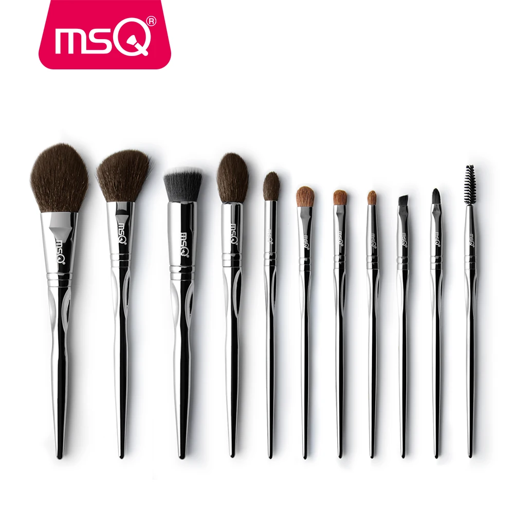 MSQ New Professional 11pcs Powder Makeup Brushes Set Classic Eyeshadow Lip Foundation Make Up Brush Goat/Horse Hair PVC Handle