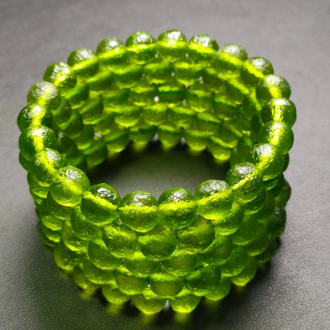 

9mm 100% Moldavite Czech MeteoriteImpact Glass Bracelet Natural Unprocessed Stone Crystal Energy Stone