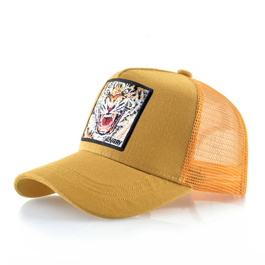 Embroidery Tiger Roar Baseball Caps men Outdoor sun visor cap sun hats for women Animal pattern Mesh hat Cotton bone Hip Hop cap