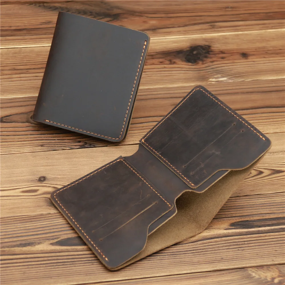 Engraving New Arrival Vintage Men\'s Genuine Leather Credit Card Holder Small Wallet Money Bag ID Card Case Mini Purse For Male