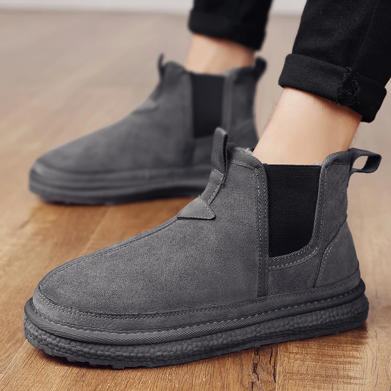 

Zapatillas Mujer Men High Quality Suede Leather Boots Casual Motorcycle Ankle Botas Hombre Men Slip on Basic Boots Man Fashion