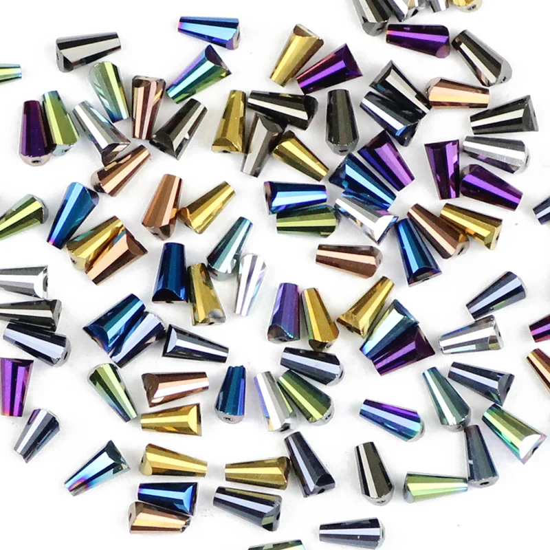 Tower Shape Austrian Crystal 3*6mm 98pcs Round Conical Spire Spacers Loose Beads For Jewelry Making DIY Bracelets Accessories