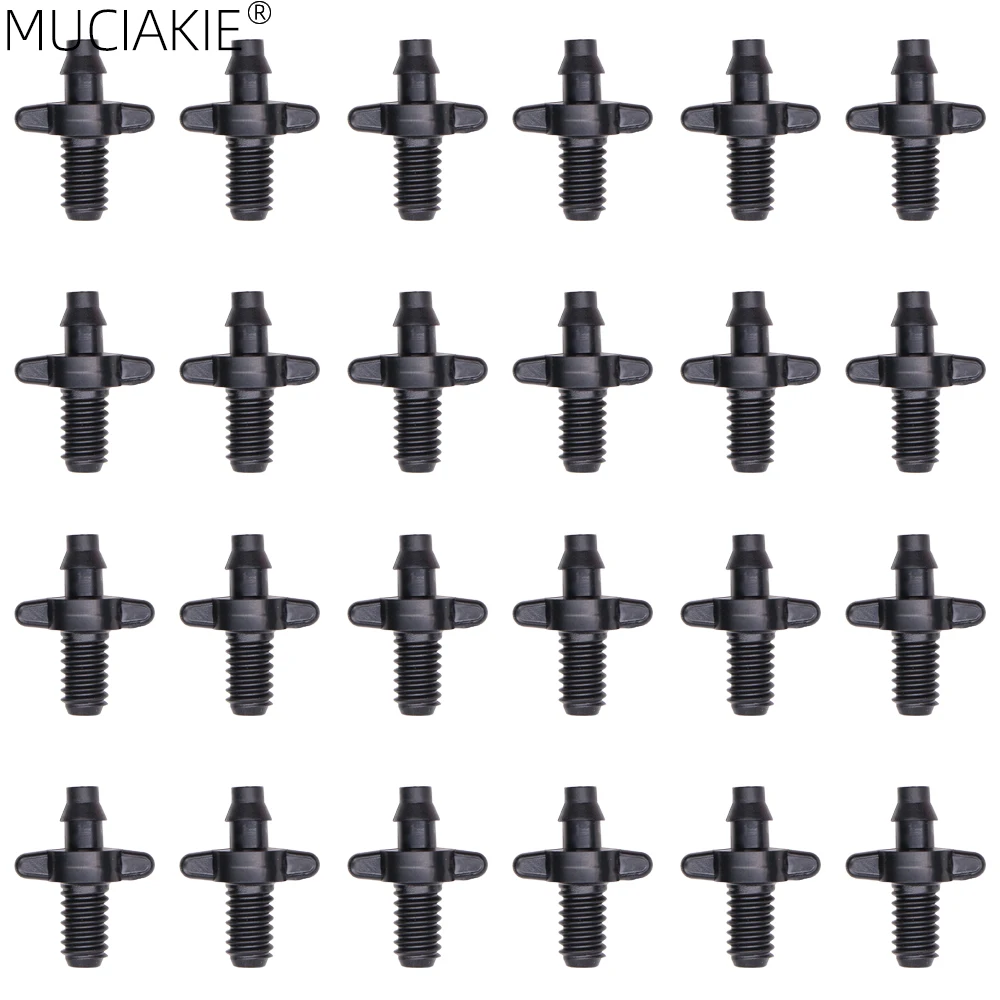 MUCIAKIE 50 sztuk 6mm złącze gwintowane inny koniec dla 4/7mm wąż kroplownik 1/4 \'\'Adapter do nawadniania kolczasty wspólne haczyka montażu