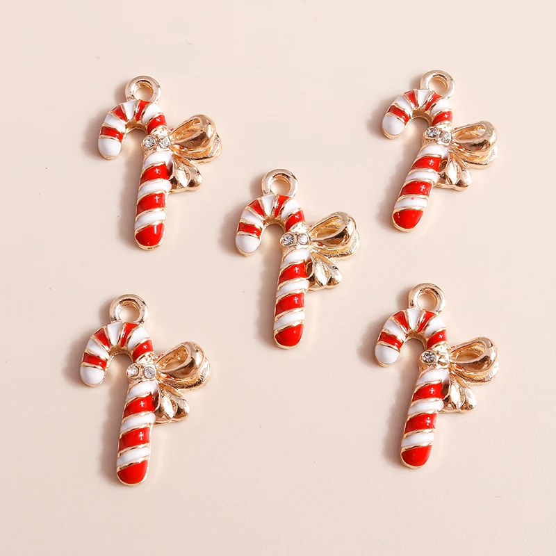 10pcs Mix Enamel Christmas Charms Noel Star Hats Santa Claus Pendants for Diy Jewelry Making Necklace Earring Making Accessories