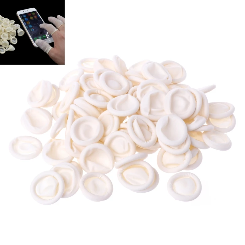 100pcs Disposable Latex Rubber Finger Cots Sets Fingertips Protector Gloves New