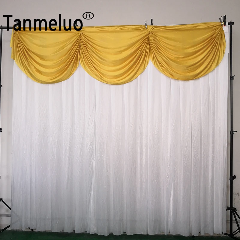 2Mx2M White Gold Wedding Backdrop Curtain Swags Birthday Ceremony Event Party Curtain Backdrop Baby Shower Wall Decoration