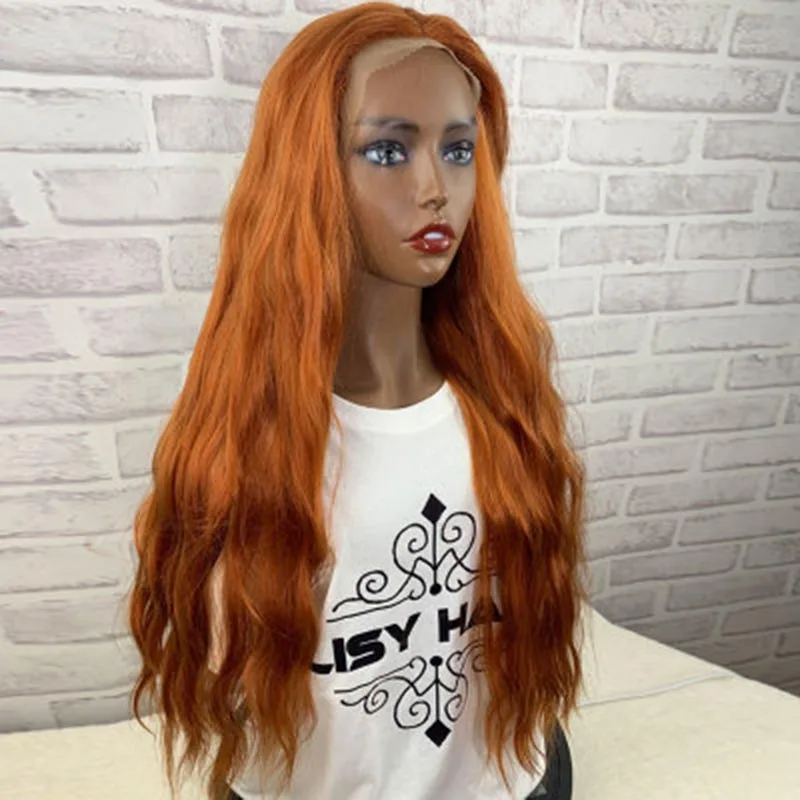 European and American front lace Front wig caramel color Long big waves long wigs for women