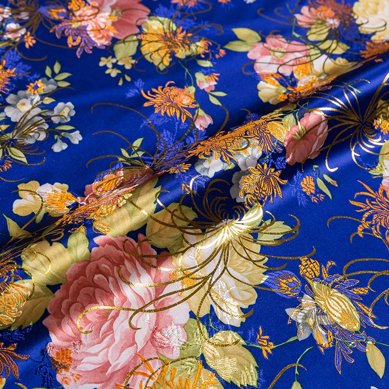 Satin flower fabric brocade garment fabrics DIY patchwork needlework material for sewing cheongsam and kimono