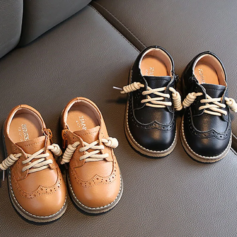 

Children's shoes retro British style leather shoes 2020 spring and autumn new baby leather soft sole boys and girls shoes