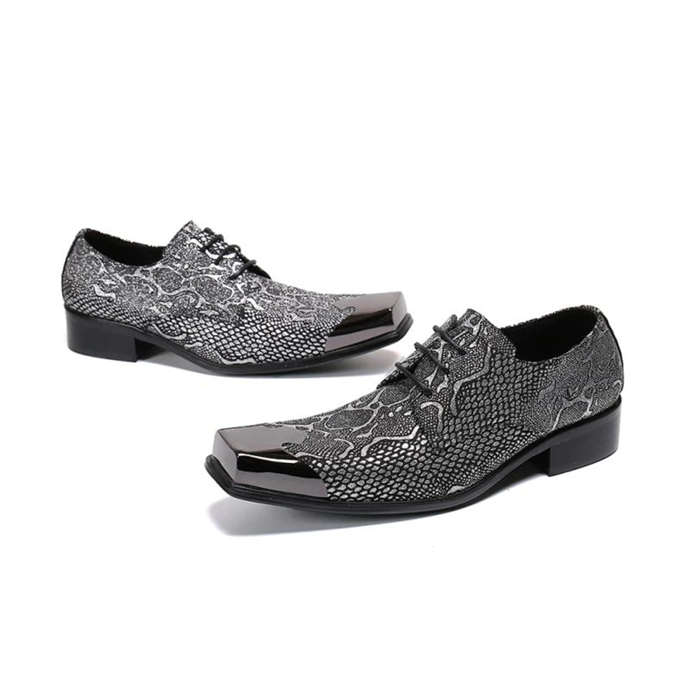 

Italian Luxury Men Leather Derby Lace Up Black Square Toe Shoes High Heels Brogue Carved Wedding Formal Shoes