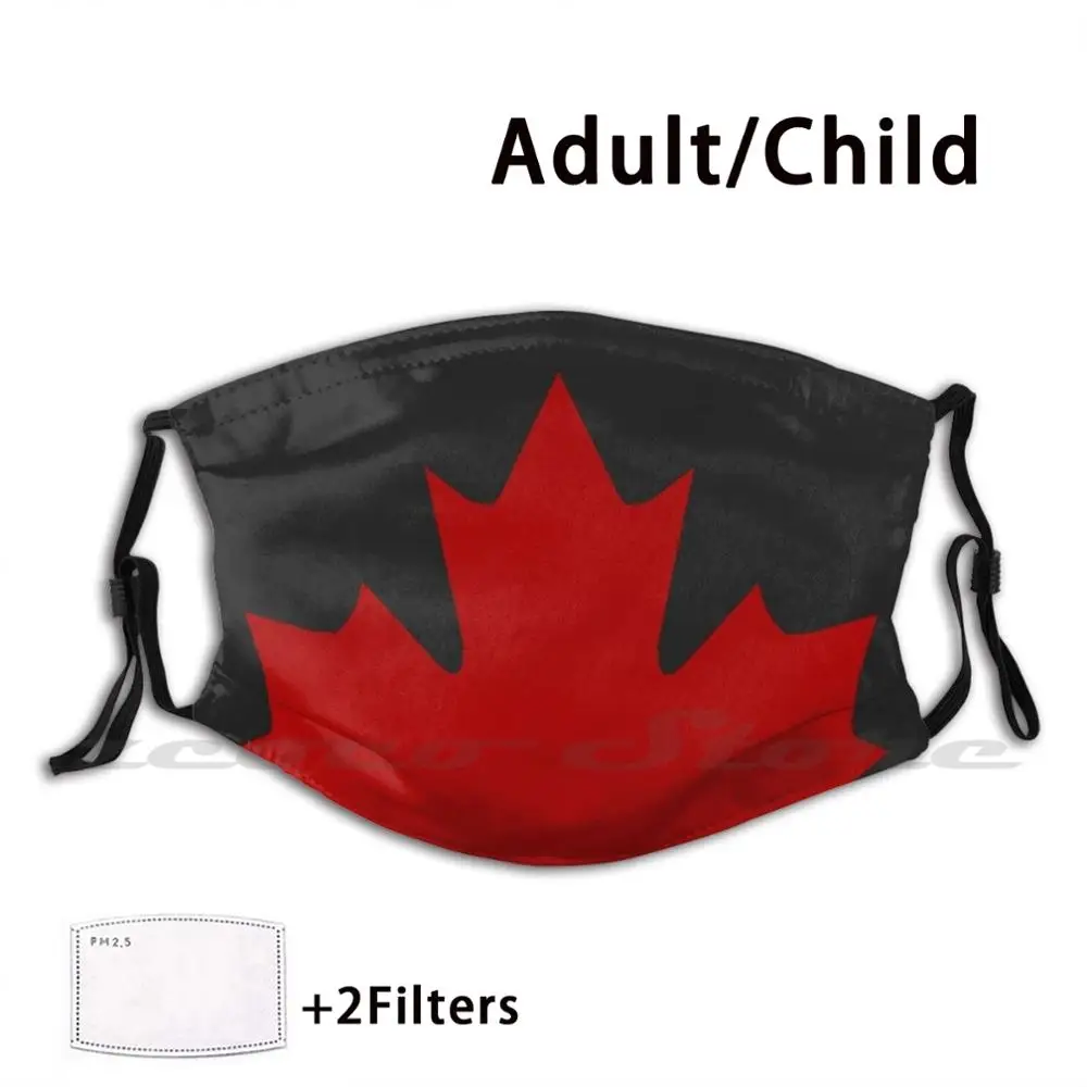 

Canadian Half Maple Leaf Face Mask Mask Cloth Reusable Print Filter Washable Canada Canadian Red Shapes Vancouver Toronto