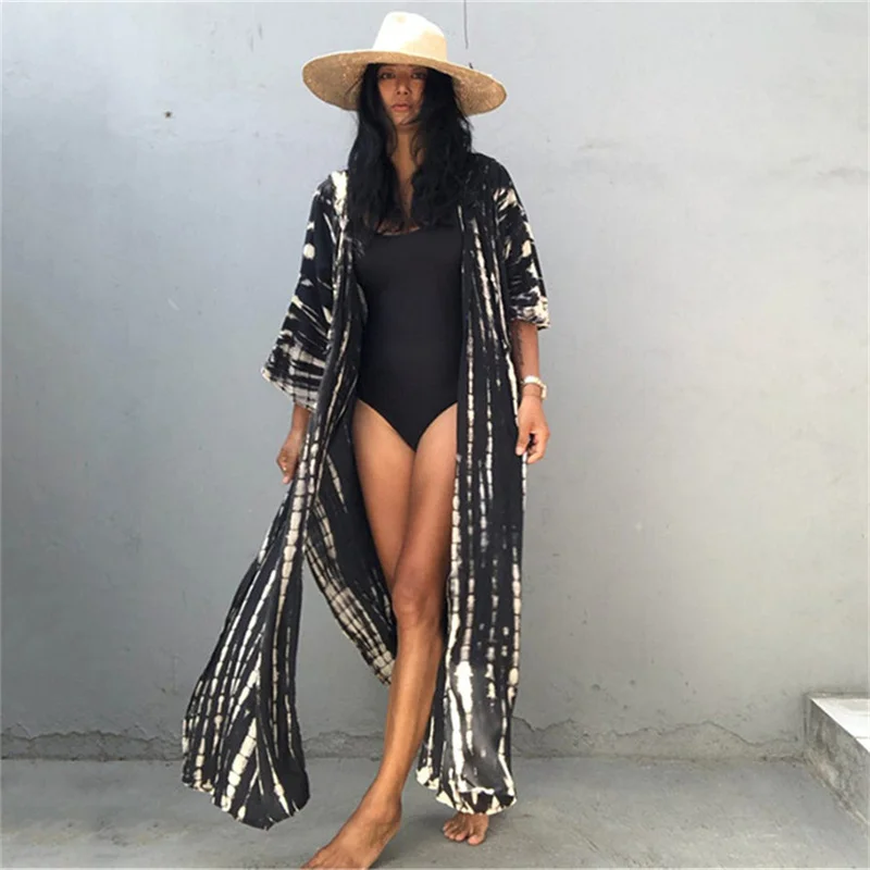 2021 Women Bikini Cover-ups Hooded Cardigan Loose Beach Holiday Sunscreen Beach Bikini Cover Up Summer Kimono Dress