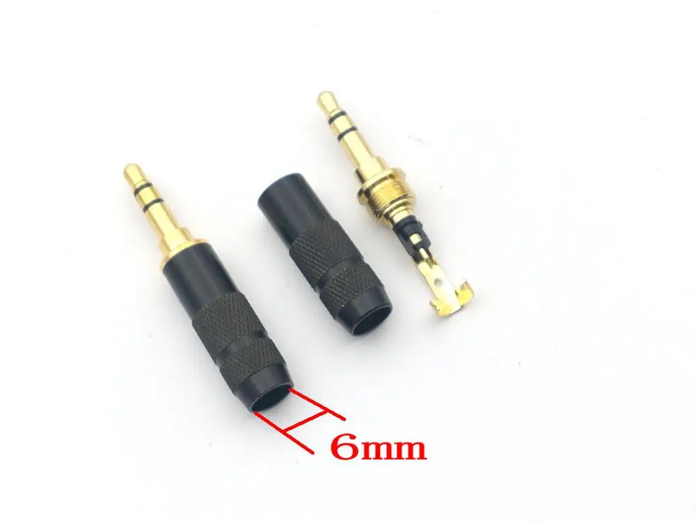 200pcs black copper 3.5mm Stereo Male Repair headphone Plug soldering connectors