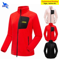 2021 Autumn Mandarin Collar Fleece Jacket Women Outdoor Sport Hiking Cardigan Tops Full Zipper Warm Camping Coat Liner Customize