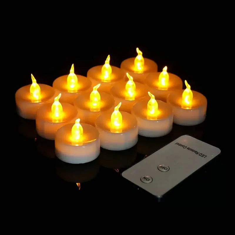 

120pcs Battery operated LED candle remote controlled flameless tealight lamp Wedding Birthday Xmas valentine party decor- Amber