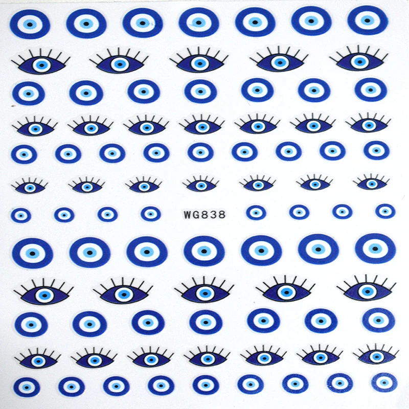 1PCS High-end Blue Eye Nail Sticker Color Exquisite Eye Adhesive Self-adhesive Nail Slider Nail Art Beauty Applique