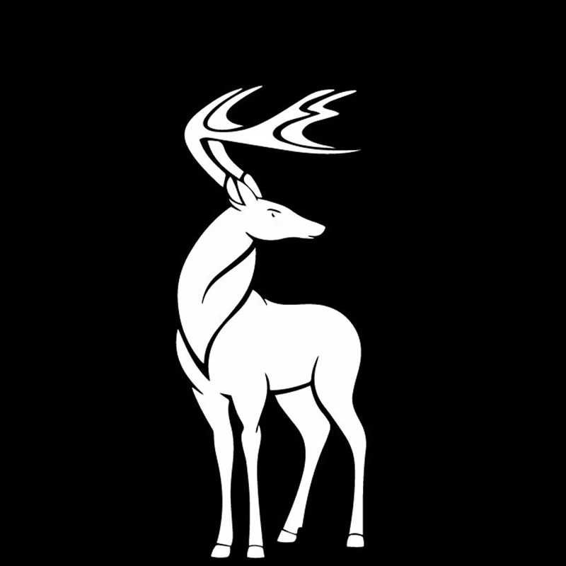 Small Town 6.7CM*16.6CM Deer Looking Back Decorate Pattern Car Stickers Body Of Car Vinyl Decal Black/Silver C4-1923