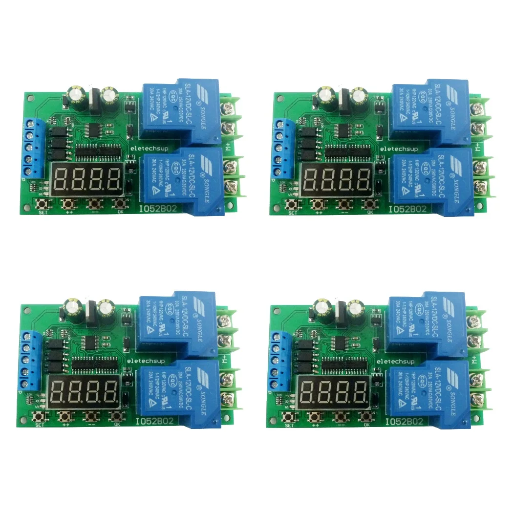 

4PCS 12V 30A Multifunction DC/AC Motor Controller Relay Board Forward Reverse Control Automatic Delay Cycle Start Stop Switch