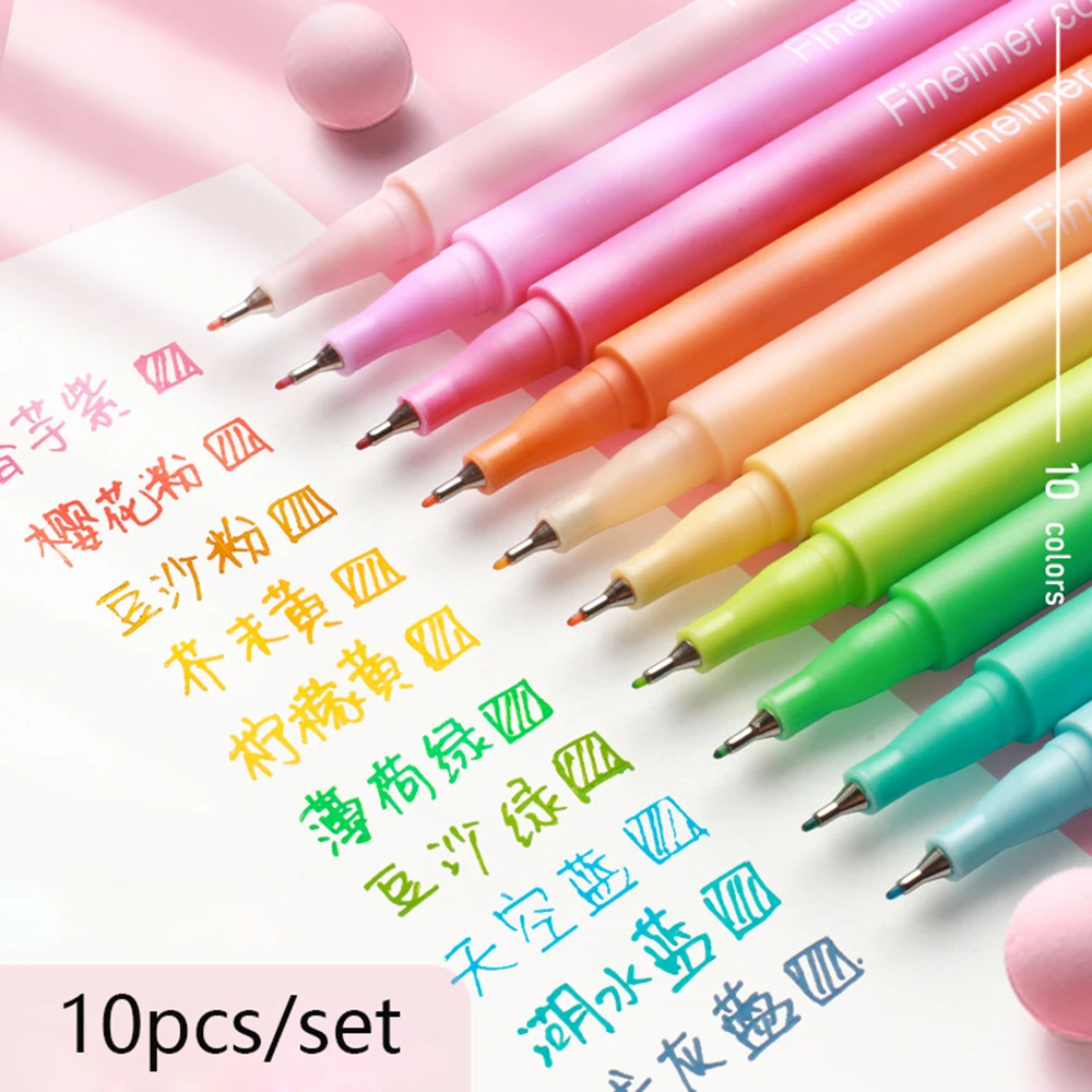 10 Color Morandi Colorful Gel Pen Student Note Marker Pens Notebook Painting Graffiti Color Pen