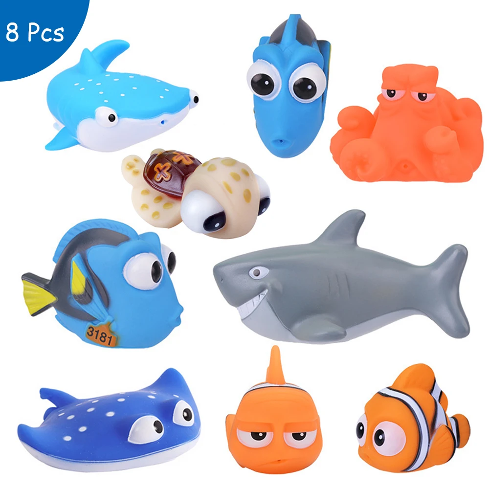 Giocattoli da bagno per bambini alla ricerca di Nemo Dory galleggiante Spray acqua spremere giocattoli gomma morbida bagno gioco animali bambini bagno pesce pagliaccio giocattolo