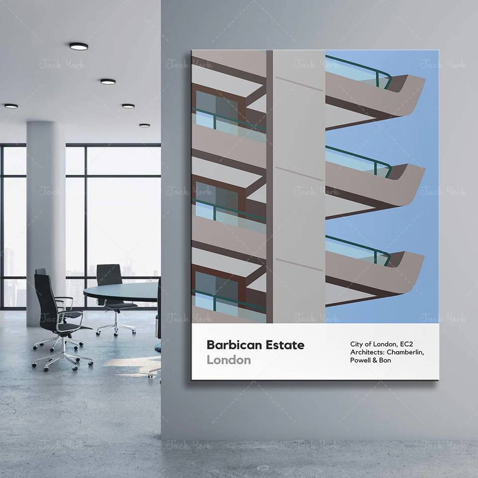 Barbican Estate Poster Print / Modernist/Brutalist London Architecture Digital Illustration