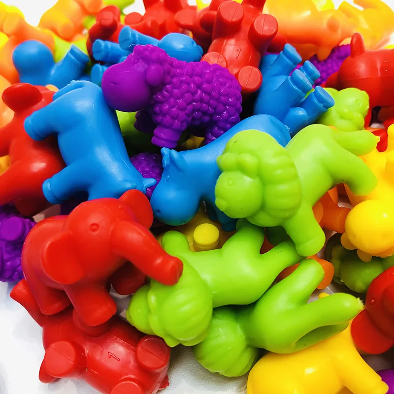 Montessori Toys Rainbow Soft Rubber Counting & Sorting Bear Dinosaur Kit Fun Math Manipulative Toddler Learning Toys for School