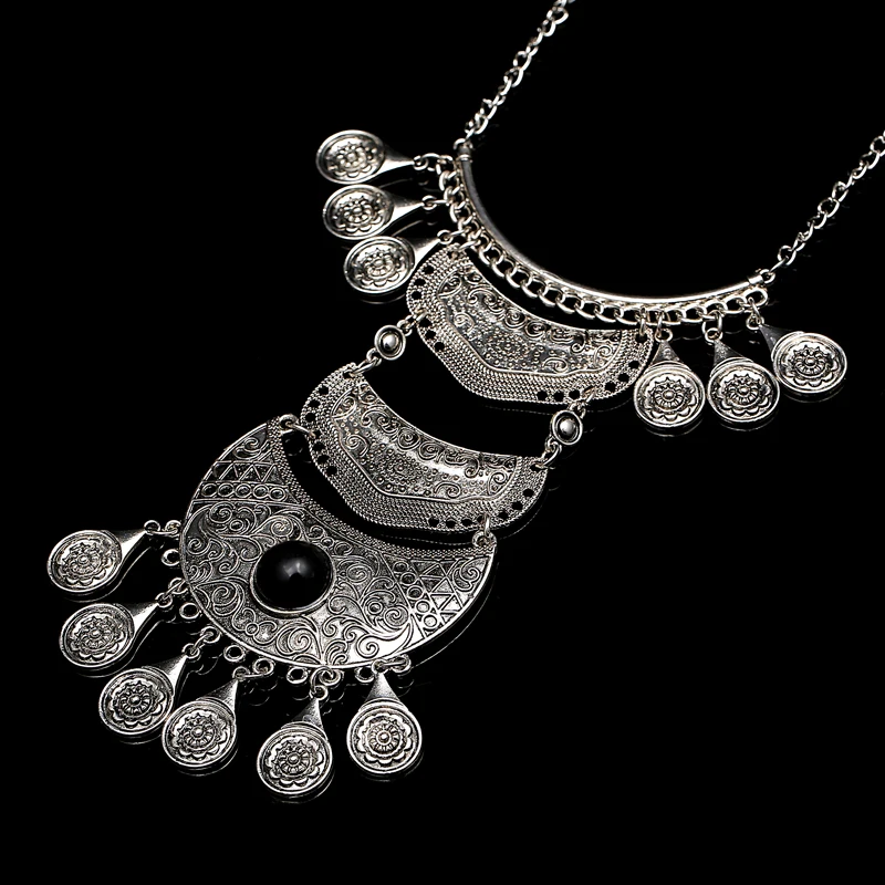 Gypsy Ethnic Hippy Bohemian Tibet Tribal Necklace Dangle Pendant COLLAR NECKLACE ANTIQUE SILVER choker NEW FASHION